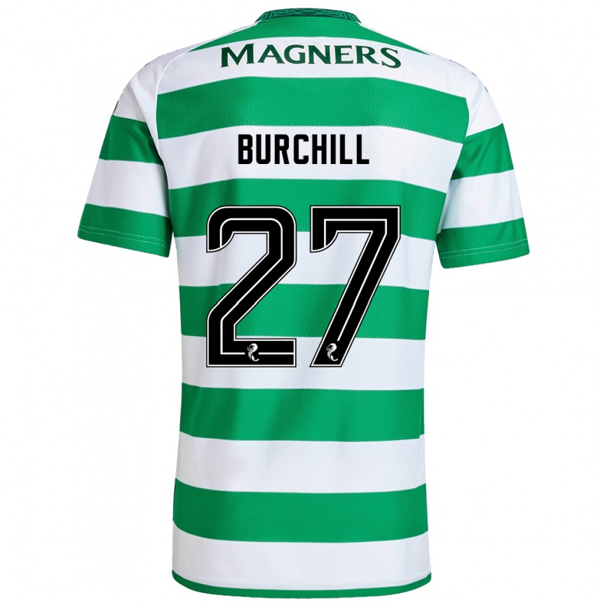 Men Football Tiree Burchill #27 Green White Home Jersey 2024/25 T-Shirt Australia