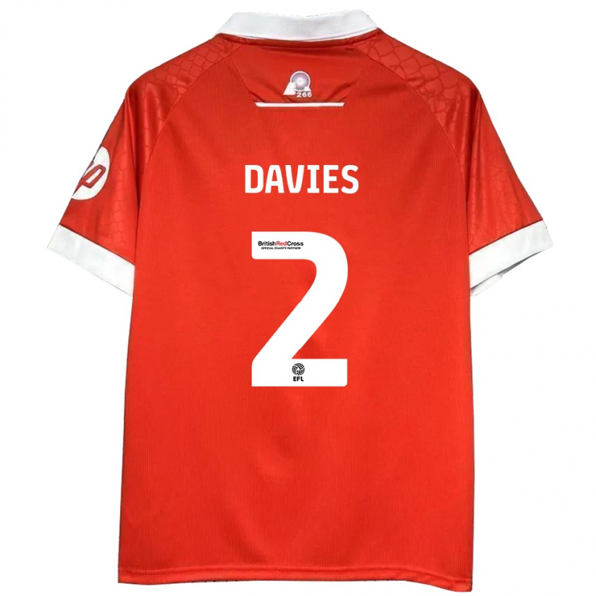 Men Football Phoebe Davies #2 Red White Home Jersey 2024/25 T-Shirt Australia