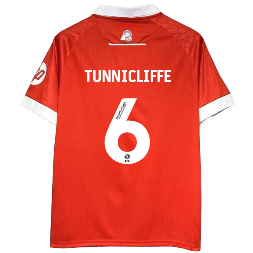 Men Football Jordan Tunnicliffe #6 Red White Home Jersey 2024/25 T-Shirt Australia