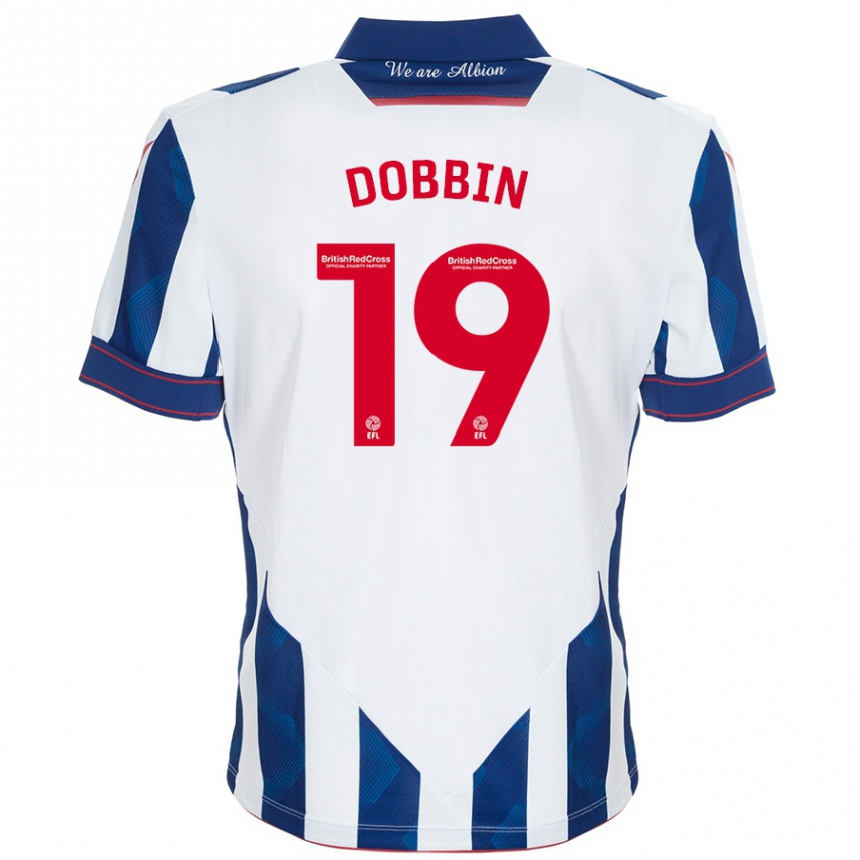 Men Football Lewis Dobbin #19 White Dark Blue Home Jersey 2024/25 T-Shirt Australia