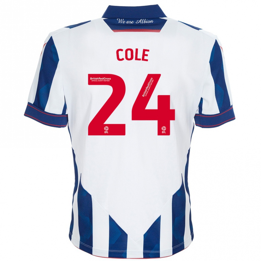 Men Football Delphi Cole #24 White Dark Blue Home Jersey 2024/25 T-Shirt Australia