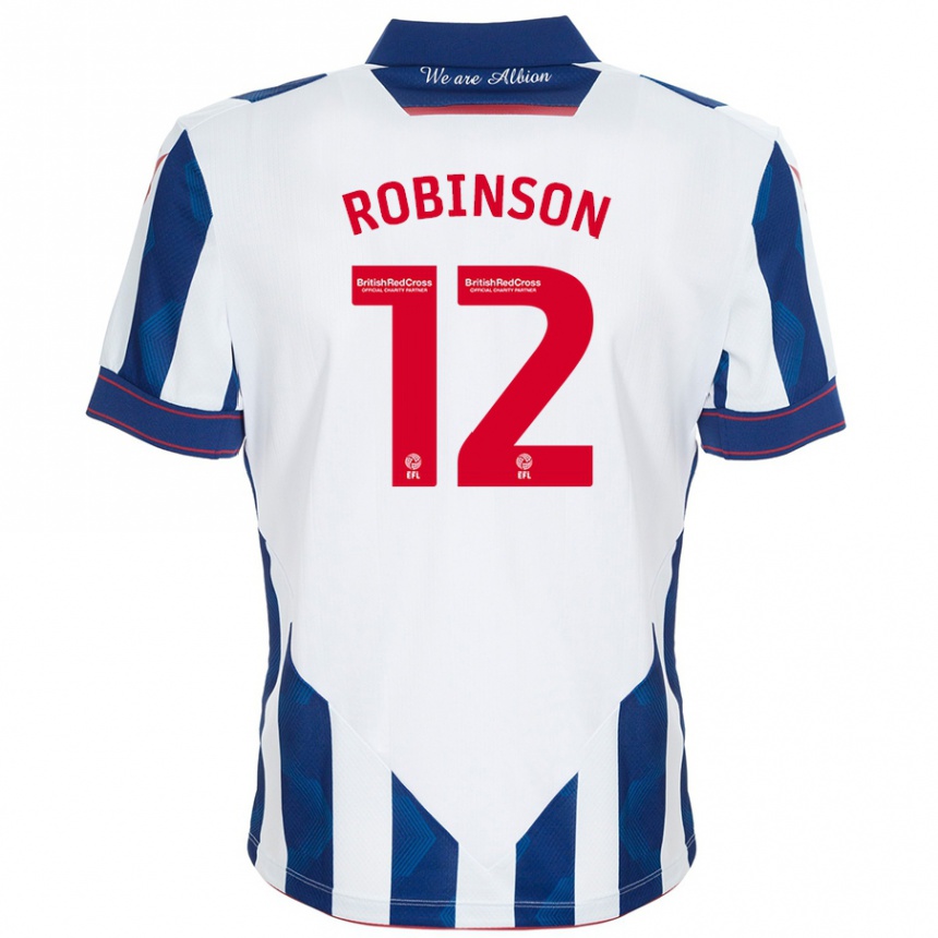 Men Football Leanne Robinson #12 White Dark Blue Home Jersey 2024/25 T-Shirt Australia