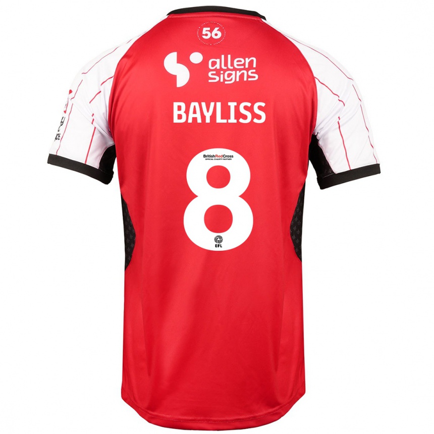 Men Football Tom Bayliss #8 White Home Jersey 2024/25 T-Shirt Australia