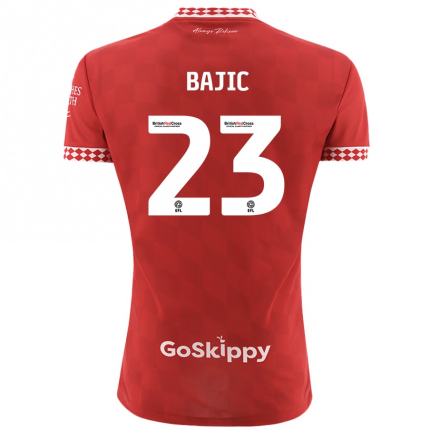 Men Football Stefan Bajic #23 Red Home Jersey 2024/25 T-Shirt Australia