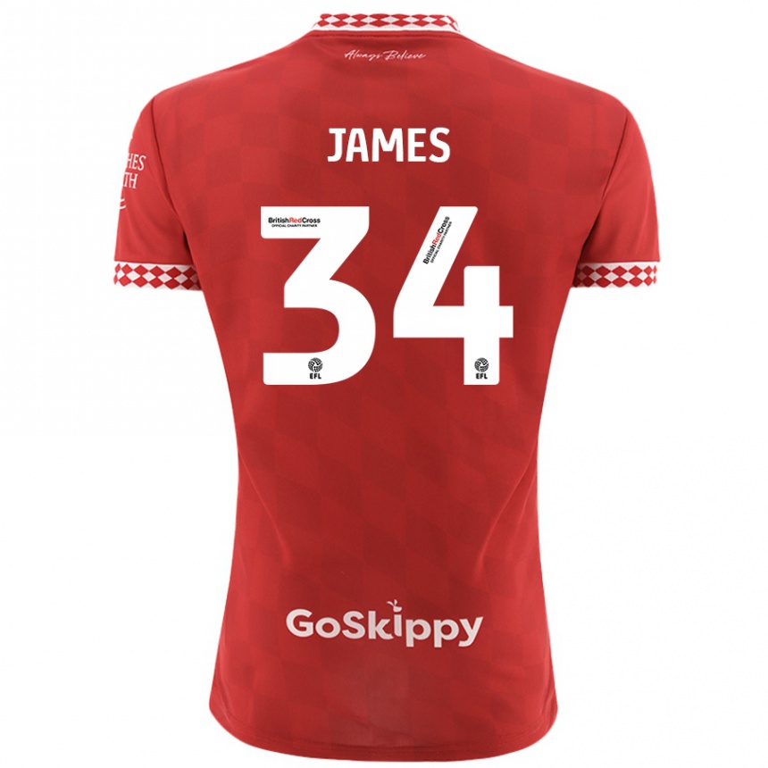 Men Football Joseph James #34 Red Home Jersey 2024/25 T-Shirt Australia