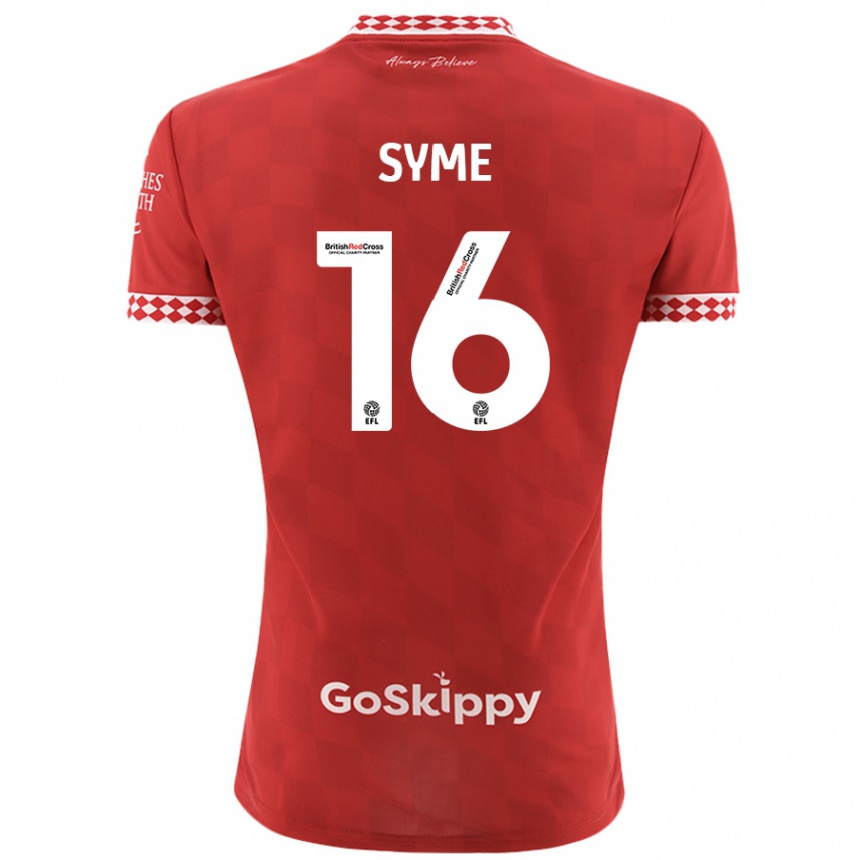 Men Football Emily Syme #16 Red Home Jersey 2024/25 T-Shirt Australia