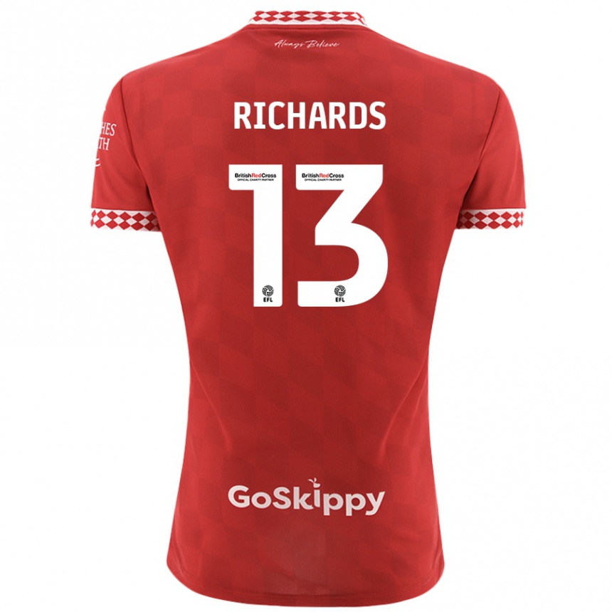 Men Football Harvey Wiles-Richards #13 Red Home Jersey 2024/25 T-Shirt Australia