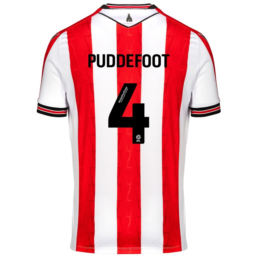 Men Football Danielle Puddefoot #4 Red White Home Jersey 2024/25 T-Shirt Australia