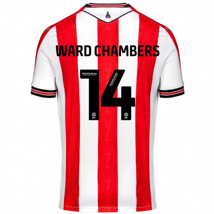 Men Football Courtnay Ward-Chambers #14 Red White Home Jersey 2024/25 T-Shirt Australia