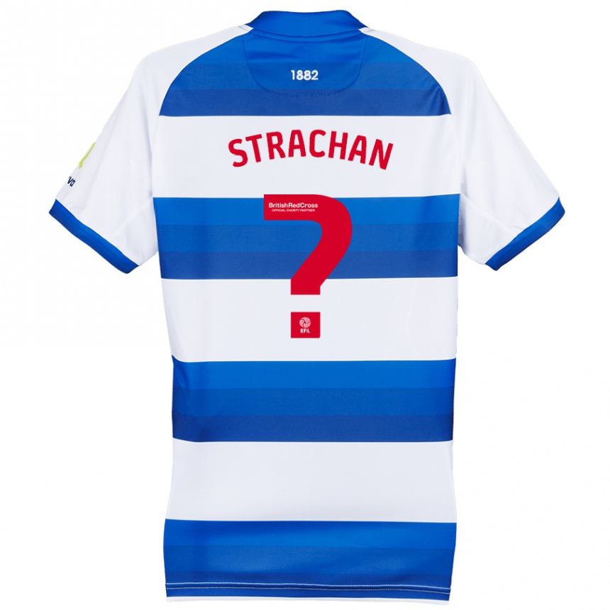 Men Football Lorenzo Strachan #0 White Blue Home Jersey 2024/25 T-Shirt Australia