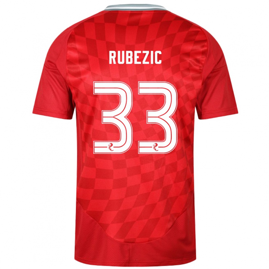 Men Football Slobodan Rubezic #33 Red Home Jersey 2024/25 T-Shirt Australia