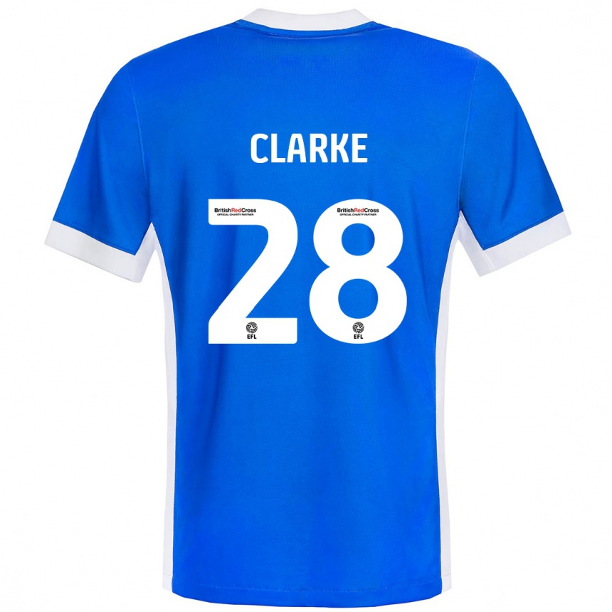 Men Football Charlotte Clarke #28 Blue White Home Jersey 2024/25 T-Shirt Australia