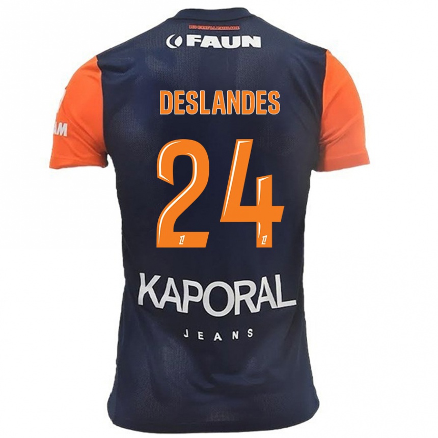 Men Football Océane Deslandes #24 Navy Blue Orange Home Jersey 2024/25 T-Shirt Australia