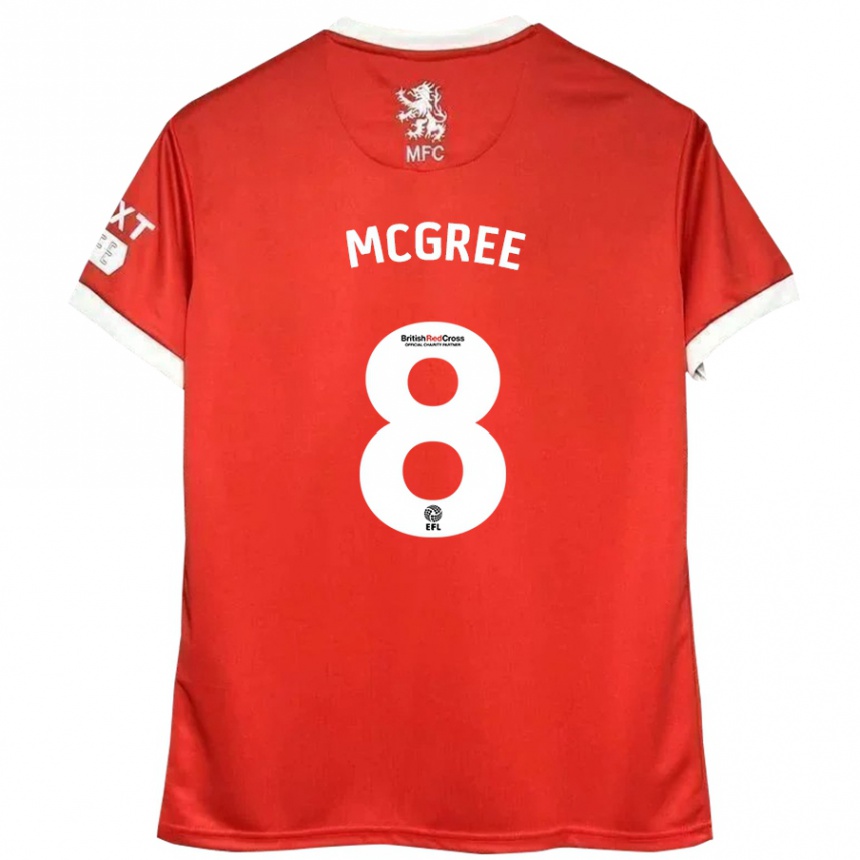 Men Football Riley Mcgree #8 Red White Home Jersey 2024/25 T-Shirt Australia