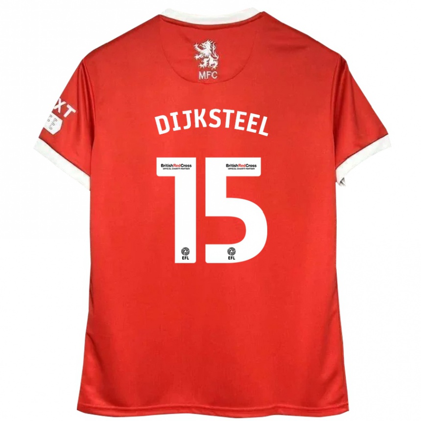 Men Football Anfernee Dijksteel #15 Red White Home Jersey 2024/25 T-Shirt Australia