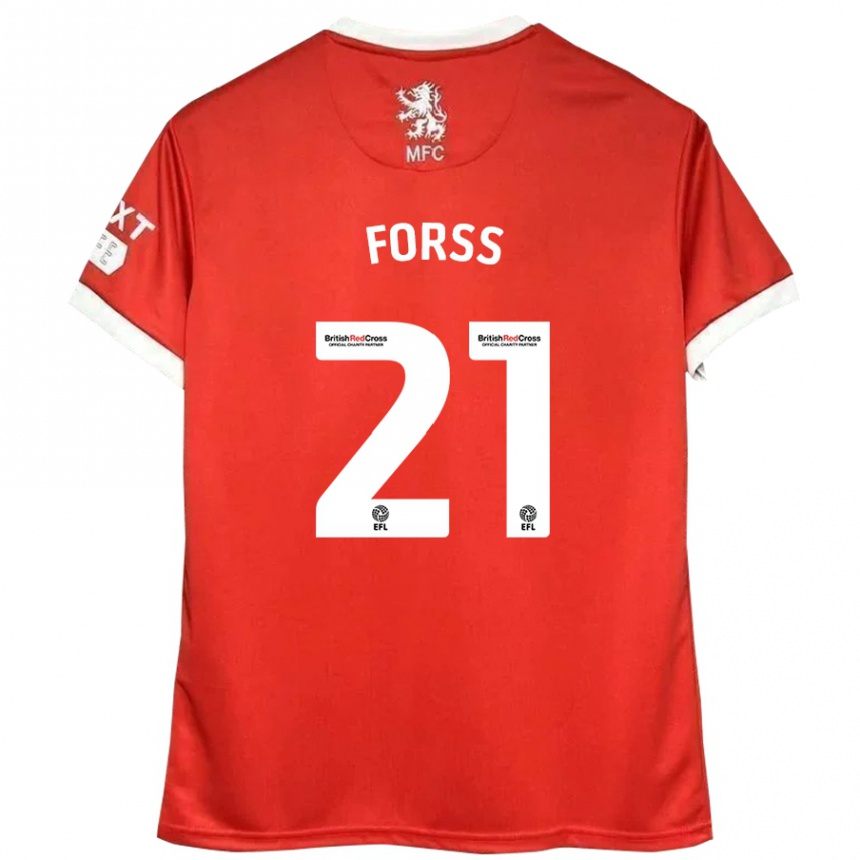 Men Football Marcus Forss #21 Red White Home Jersey 2024/25 T-Shirt Australia