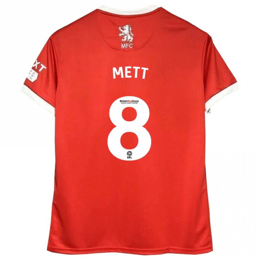 Men Football Jessica Mett #8 Red White Home Jersey 2024/25 T-Shirt Australia