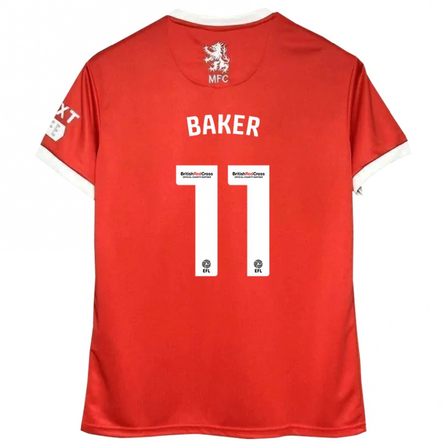 Men Football Ella Baker #11 Red White Home Jersey 2024/25 T-Shirt Australia