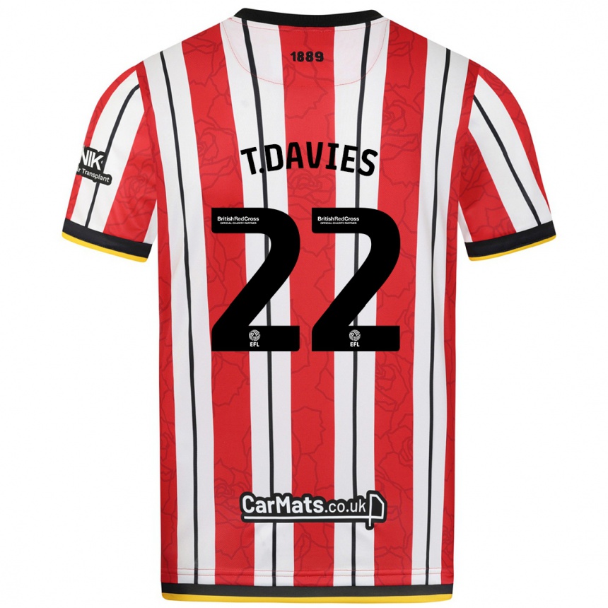 Men Football Tom Davies #22 Red White Stripes Home Jersey 2024/25 T-Shirt Australia