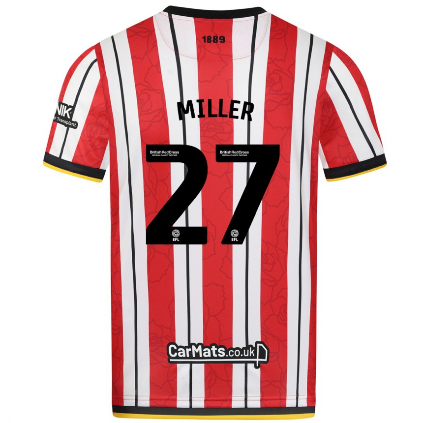 Men Football Lara Miller #27 Red White Stripes Home Jersey 2024/25 T-Shirt Australia