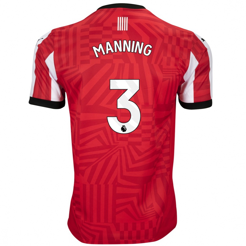 Men Football Ryan Manning #3 Red White Home Jersey 2024/25 T-Shirt Australia