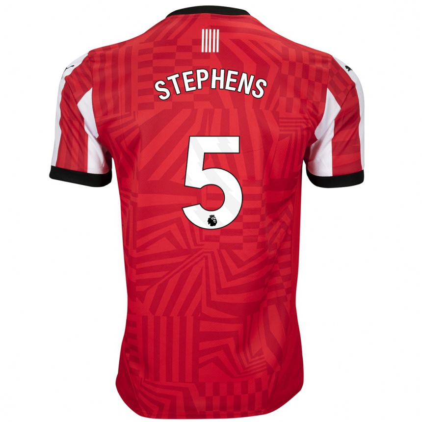 Men Football Jack Stephens #5 Red White Home Jersey 2024/25 T-Shirt Australia