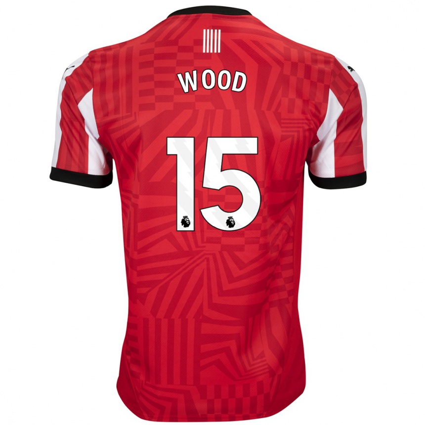 Men Football Nathan Wood #15 Red White Home Jersey 2024/25 T-Shirt Australia