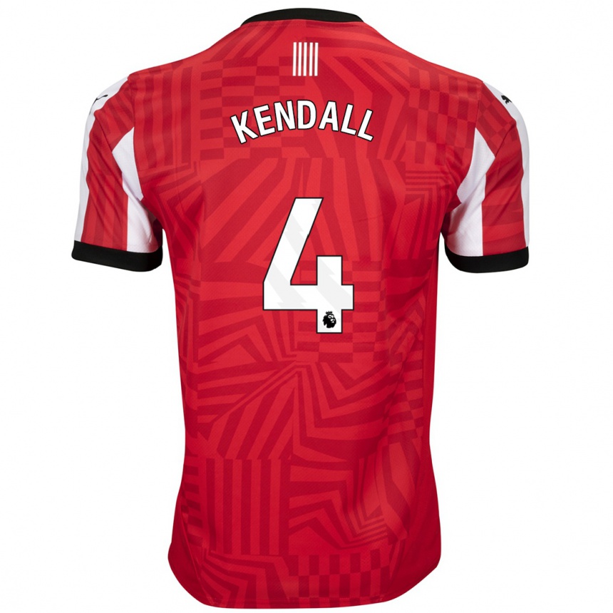 Men Football Lucia Kendall #4 Red White Home Jersey 2024/25 T-Shirt Australia