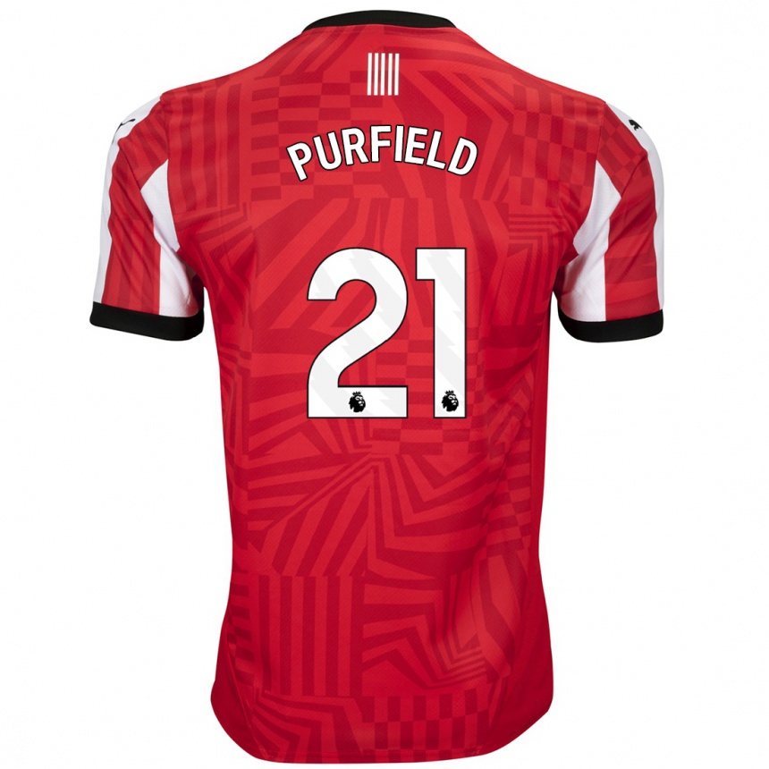 Men Football Jemma Purfield #21 Red White Home Jersey 2024/25 T-Shirt Australia