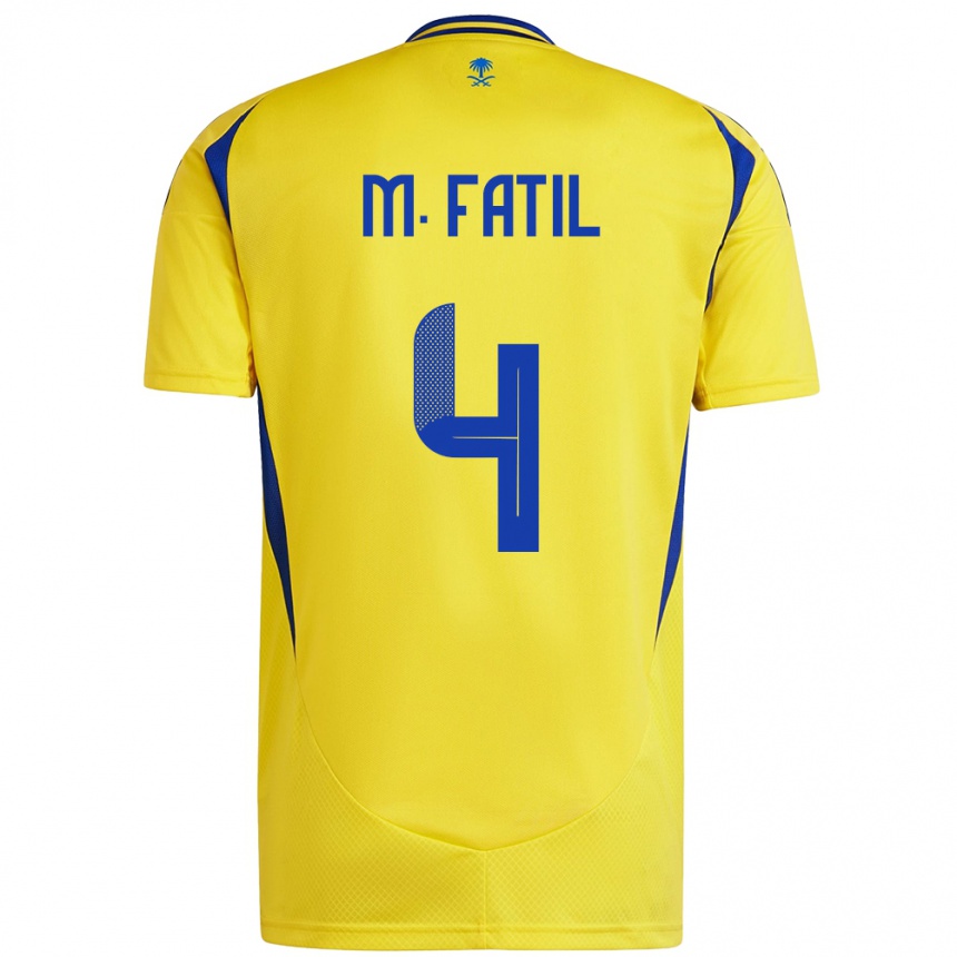 Men Football Mohammed Al-Fatil #4 Yellow Blue Home Jersey 2024/25 T-Shirt Australia