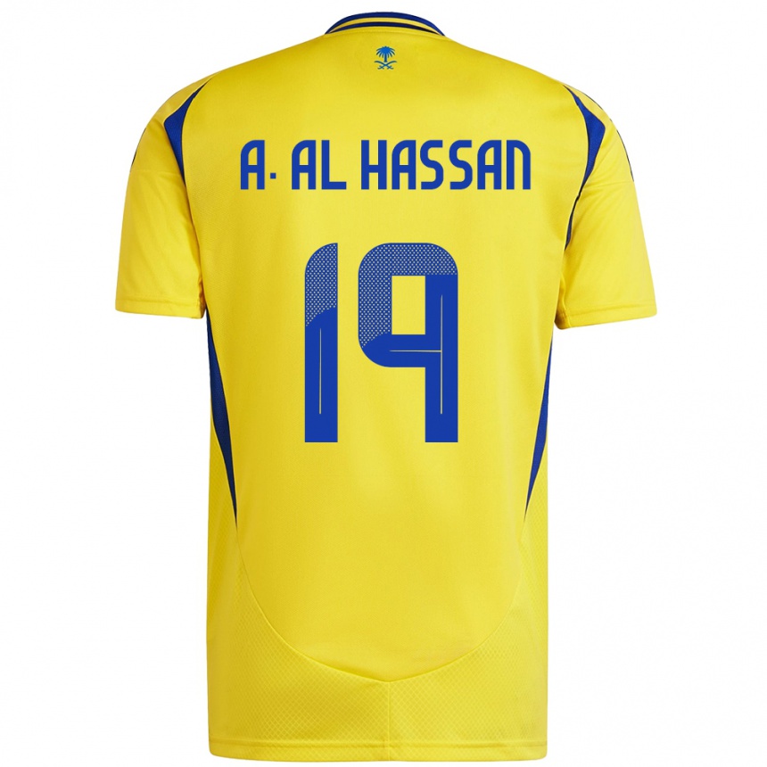 Men Football Ali Al-Hassan #19 Yellow Blue Home Jersey 2024/25 T-Shirt Australia