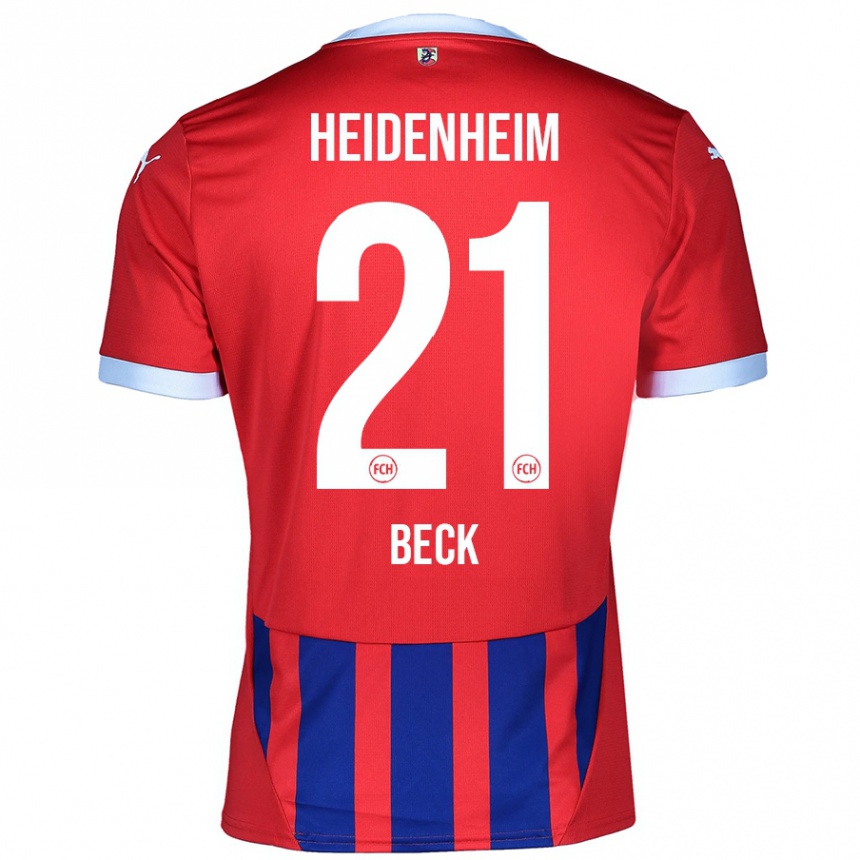 Men Football Adrian Beck #21 Red Blue Home Jersey 2024/25 T-Shirt Australia