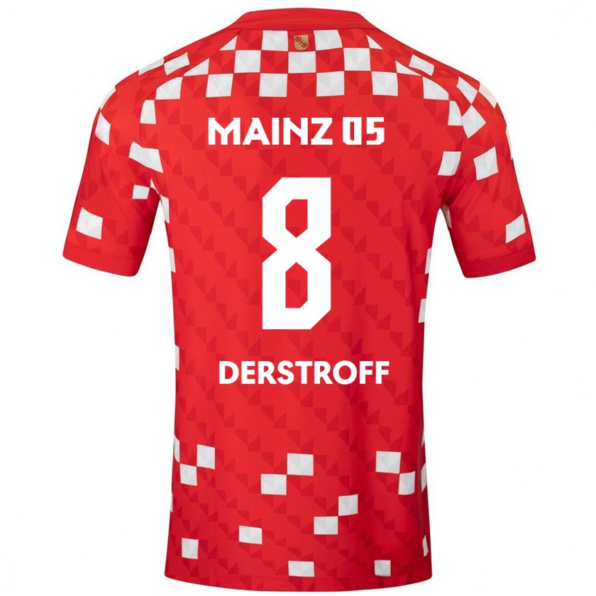 Men Football Julian-Maurice Derstroff #8 White Red Home Jersey 2024/25 T-Shirt Australia