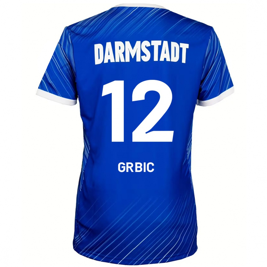 Men Football Viktor Grbic #12 Blue White Home Jersey 2024/25 T-Shirt Australia