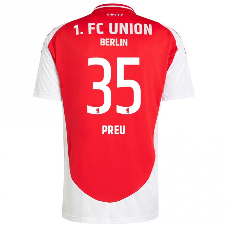 Men Football David Preu #35 Red White Home Jersey 2024/25 T-Shirt Australia