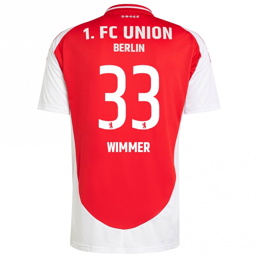 Men Football Pauline Wimmer #33 Red White Home Jersey 2024/25 T-Shirt Australia