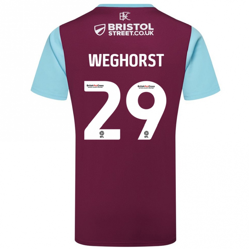 Men Football Wout Weghorst #29 Burgundy Sky Blue Home Jersey 2024/25 T-Shirt Australia