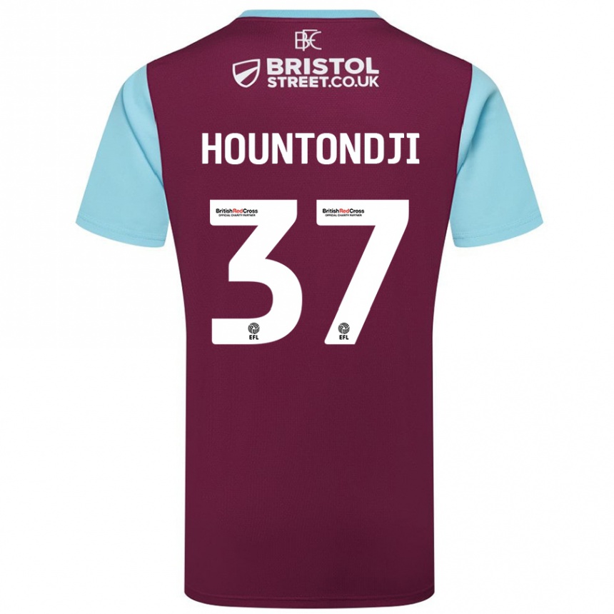 Men Football Andreas Hountondji #37 Burgundy Sky Blue Home Jersey 2024/25 T-Shirt Australia