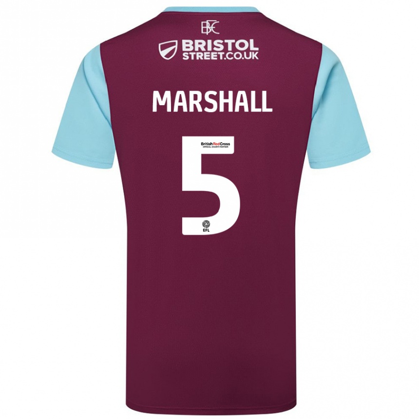 Men Football Georgia Marshall #5 Burgundy Sky Blue Home Jersey 2024/25 T-Shirt Australia