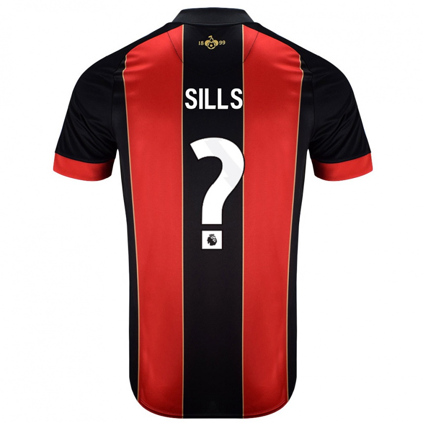 Men Football Ethan Sills #0 Red Black Home Jersey 2024/25 T-Shirt Australia