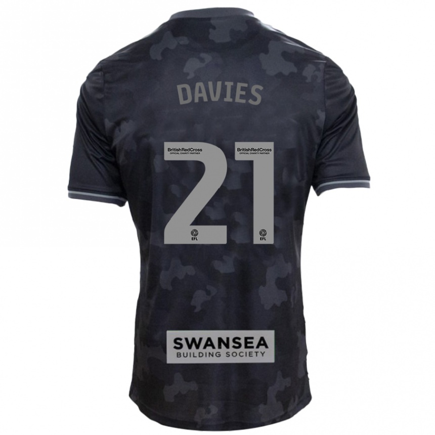 Men Football Laura Davies #21 Black Away Jersey 2024/25 T-Shirt Australia