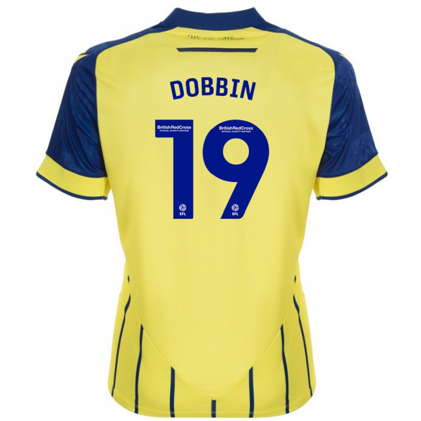 Men Football Lewis Dobbin #19 Yellow Blue Away Jersey 2024/25 T-Shirt Australia