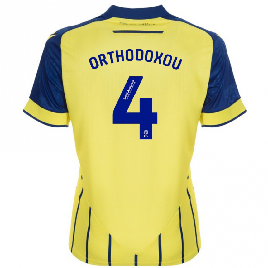 Men Football Francesca Orthodoxou #4 Yellow Blue Away Jersey 2024/25 T-Shirt Australia