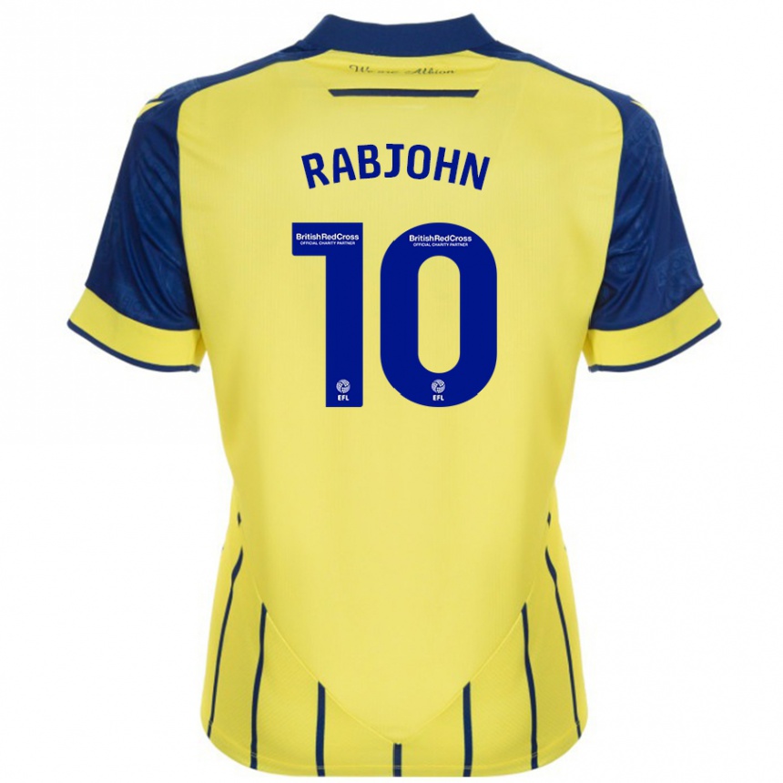 Men Football Olivia Rabjohn #10 Yellow Blue Away Jersey 2024/25 T-Shirt Australia