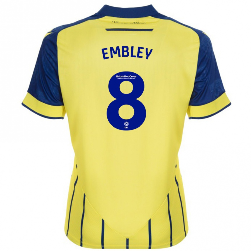 Men Football Rosie Embley #8 Yellow Blue Away Jersey 2024/25 T-Shirt Australia