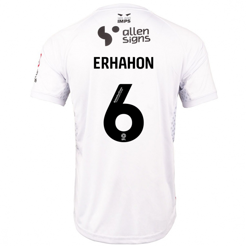 Men Football Ethan Erhahon #6 Red White Away Jersey 2024/25 T-Shirt Australia