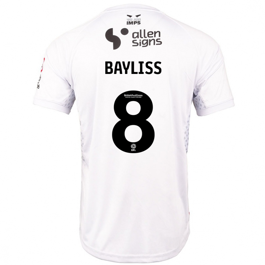 Men Football Tom Bayliss #8 Red White Away Jersey 2024/25 T-Shirt Australia