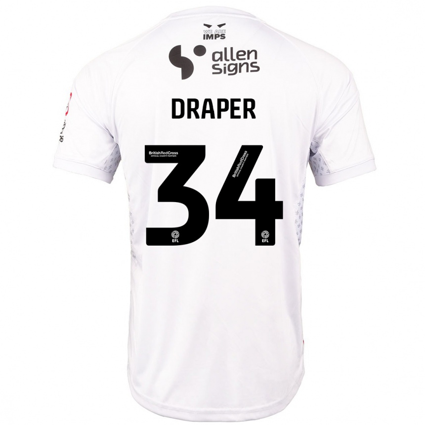 Men Football Freddie Draper #34 Red White Away Jersey 2024/25 T-Shirt Australia