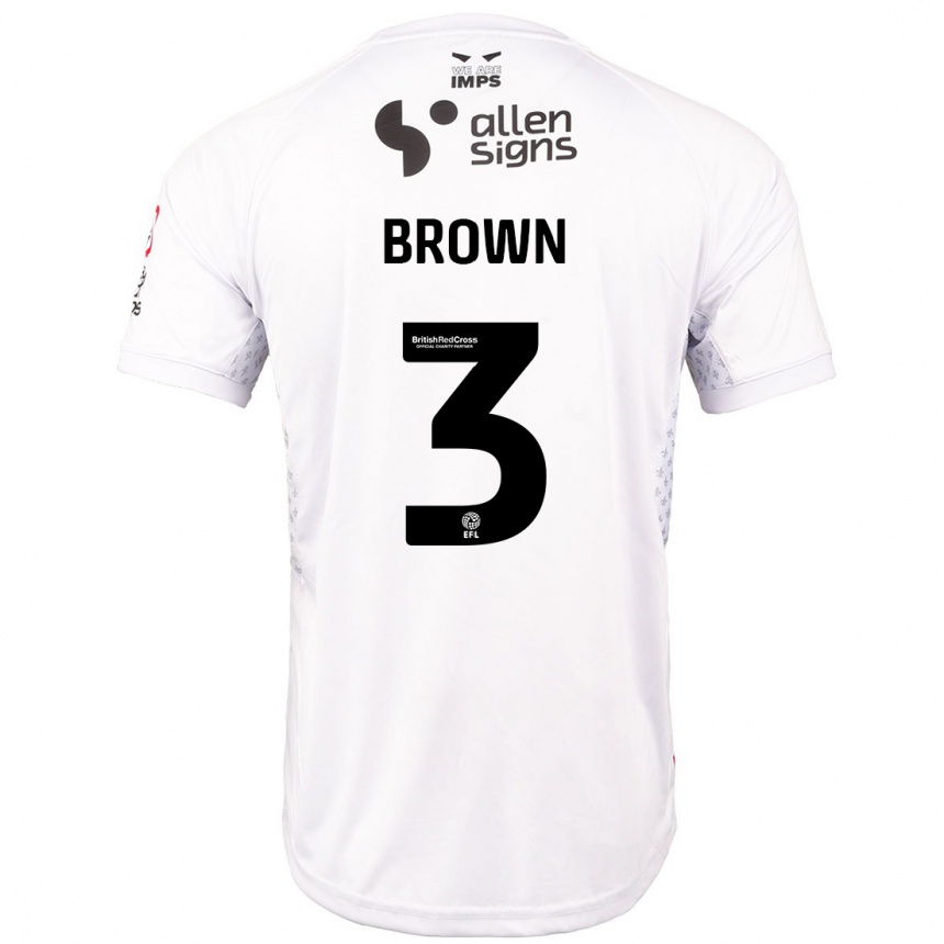 Men Football Jaden Brown #3 Red White Away Jersey 2024/25 T-Shirt Australia