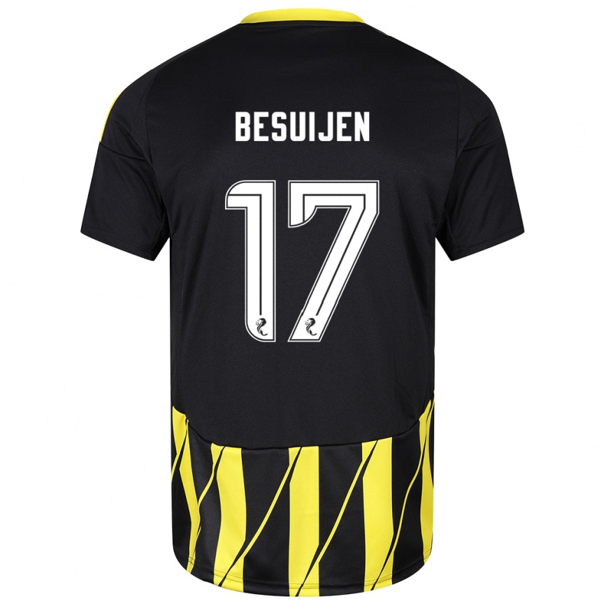 Men Football Vicente Besuijen #17 Black Yellow Away Jersey 2024/25 T-Shirt Australia